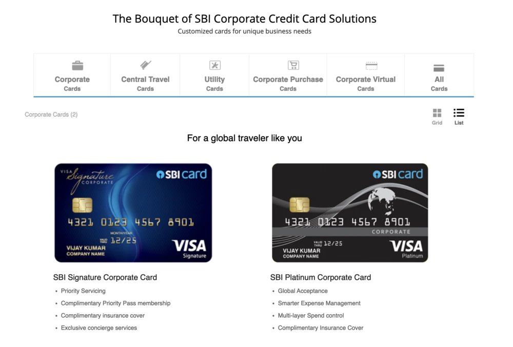 karbon alternatives and competitors for corporate credit card sbi card