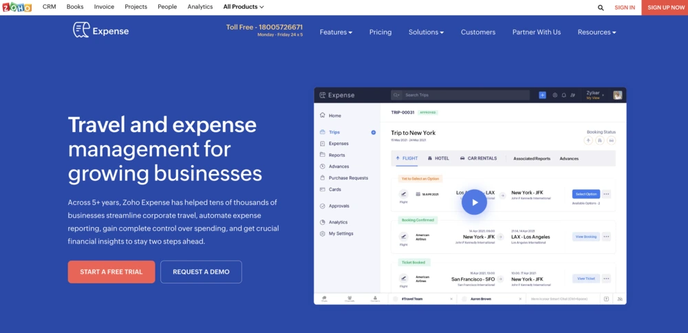 zoho expense tracker for small business