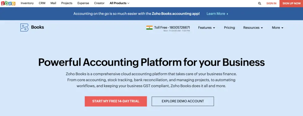 best accounting software zoho books