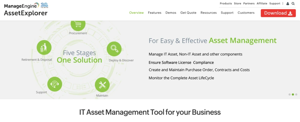 best asset management software - manageengine assetexplorer