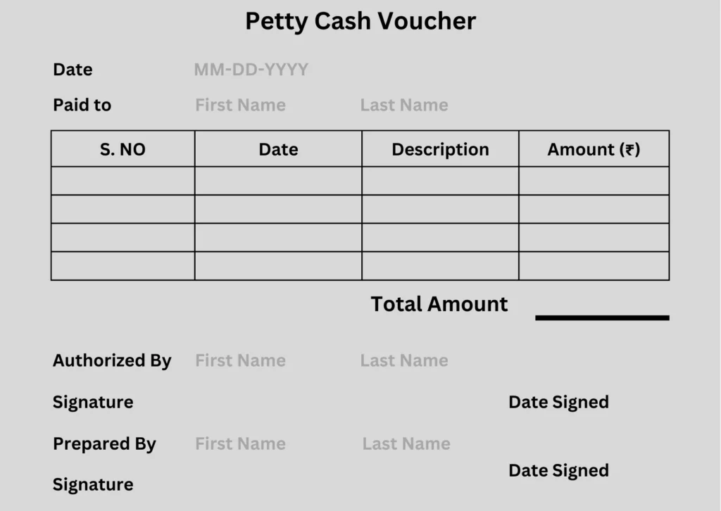 petty cash voucher format