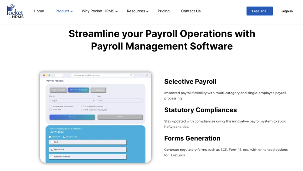 best payroll software pocket hrms