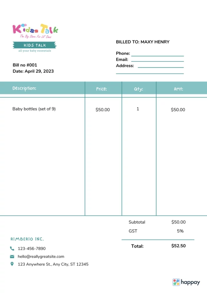 difference between invoice and bill - bill example format