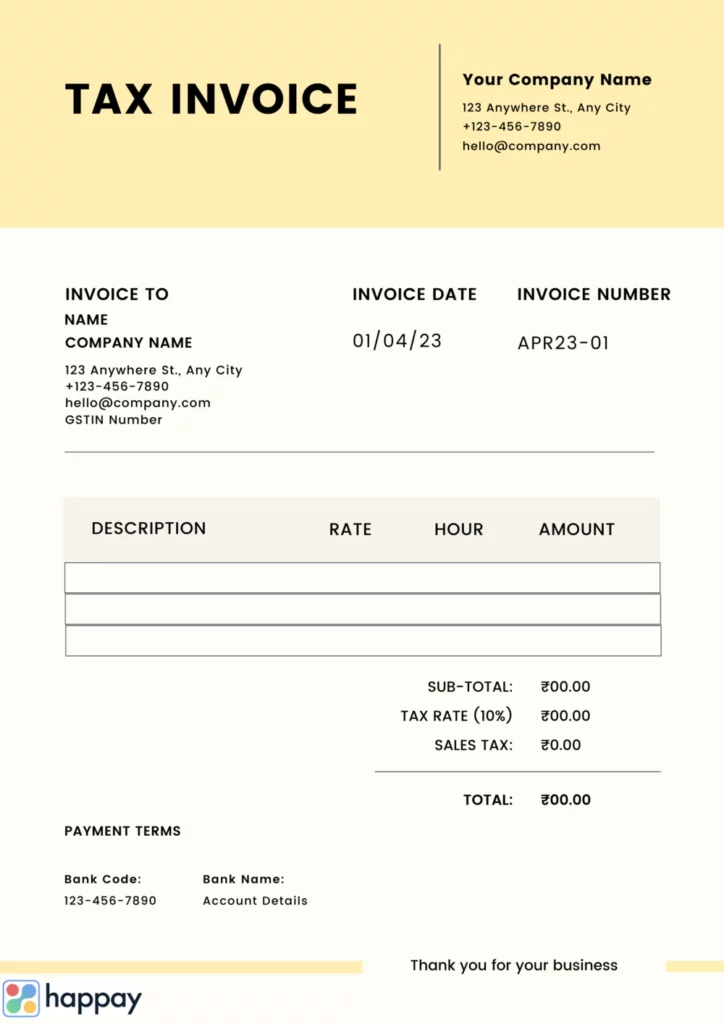 tax invoice format example