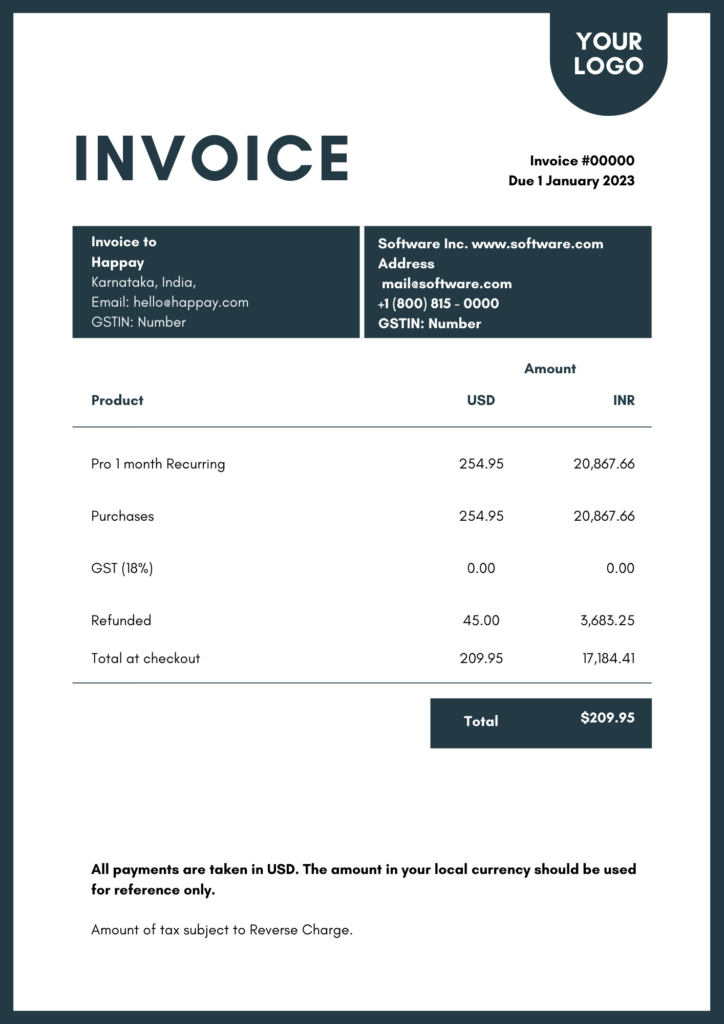 types of invoices - recurring invoice format