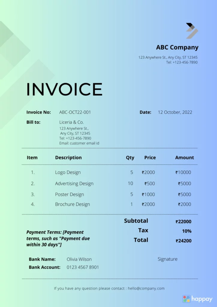 types of invoices - standard invoice format
