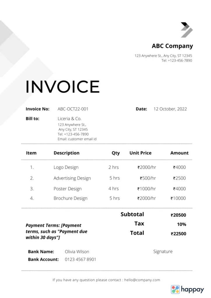 types of invoices - time based invoice format